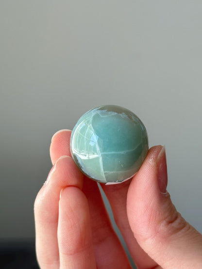 Green Flower Agate Sphere | Natural Floral Agate Crystal Ball | Soft Green Blossom Gemstone Decor Gift for Collectors