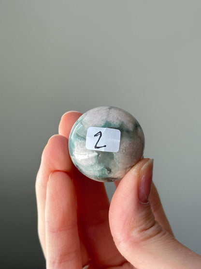 Green Flower Agate Sphere | Natural Floral Agate Crystal Ball | Soft Green Blossom Gemstone Decor Gift for Collectors