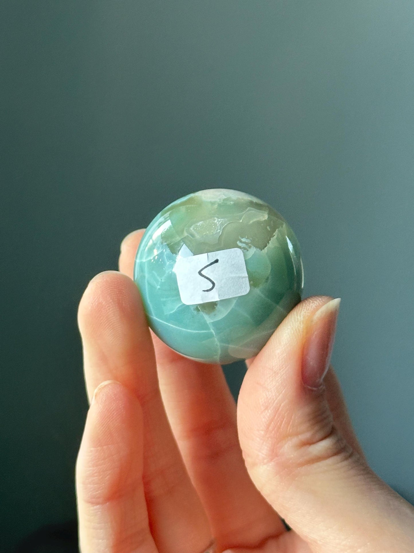 Green Flower Agate Sphere | Natural Floral Agate Crystal Ball | Soft Green Blossom Gemstone Decor Gift for Collectors