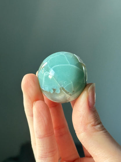 Green Flower Agate Sphere | Natural Floral Agate Crystal Ball | Soft Green Blossom Gemstone Decor Gift for Collectors