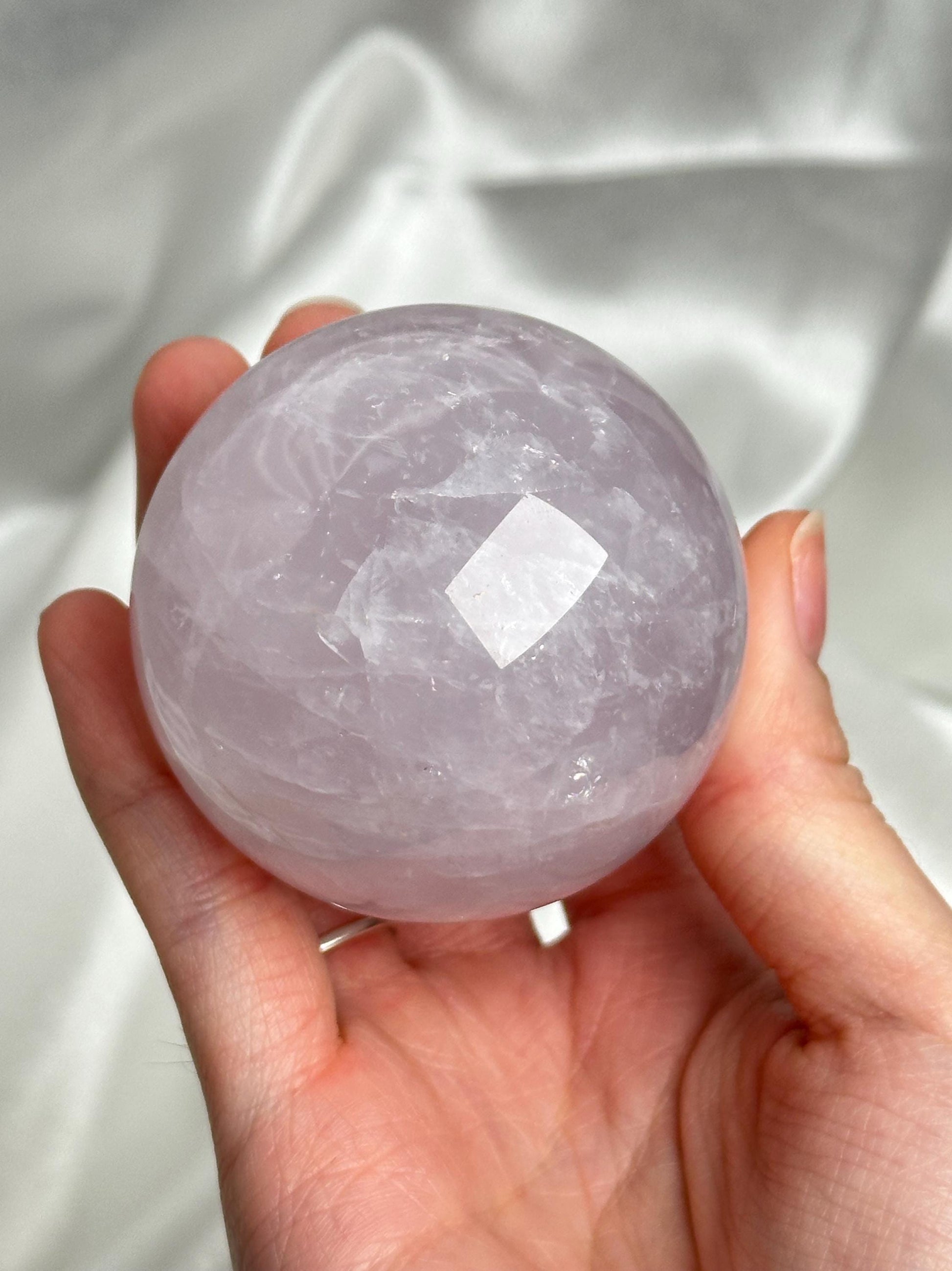 Periwinkle Rose Quartz Sphere | Natural Lavender Blue Pink Quartz Crystal Ball | Pastel Gemstone Decor, Collector Piece & Gift Idea