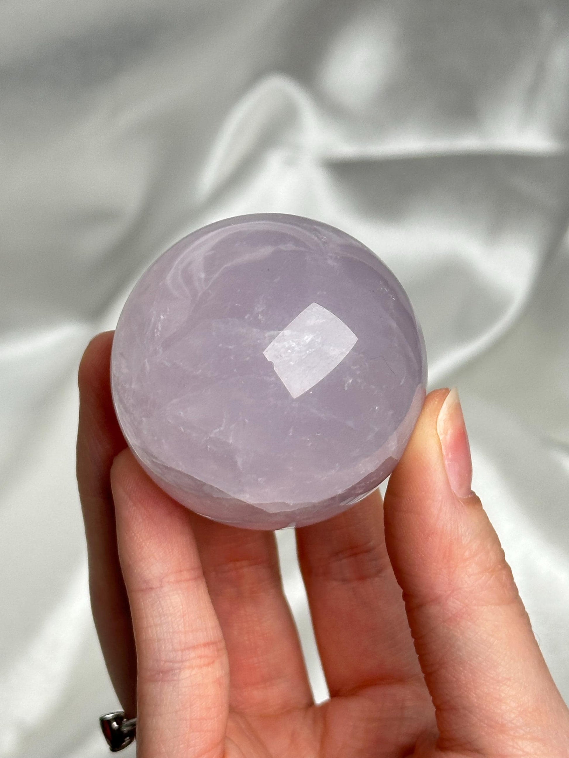Periwinkle Rose Quartz Sphere | Natural Lavender Blue Pink Quartz Crystal Ball | Pastel Gemstone Decor, Collector Piece & Gift Idea