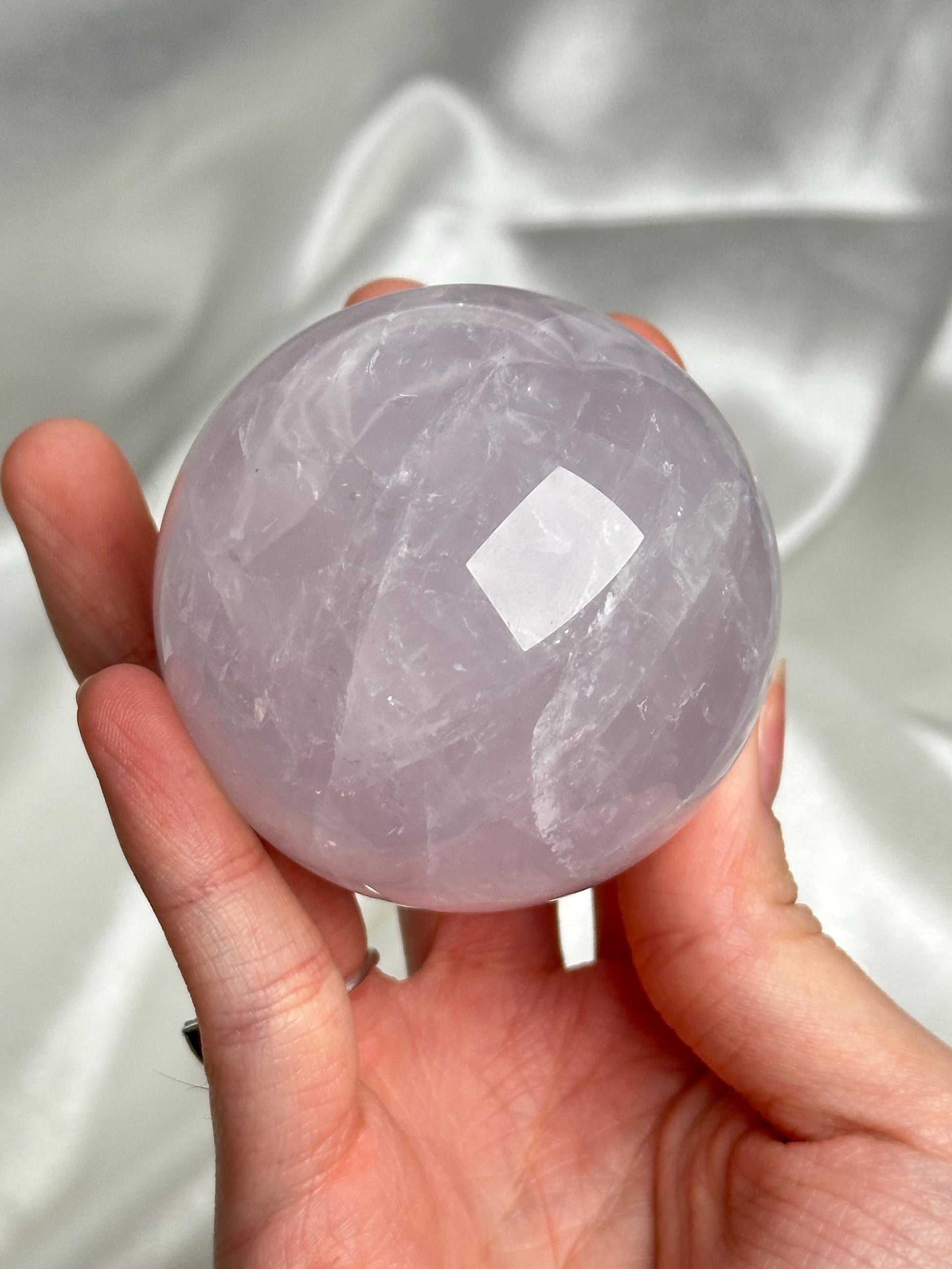 Periwinkle Rose Quartz Sphere | Natural Lavender Blue Pink Quartz Crystal Ball | Pastel Gemstone Decor, Collector Piece & Gift Idea