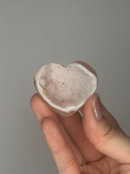 Druzy Agate Mini Hearts - YOU PICK! | Natural Sparkling Agate Crystal Carving | Small Polished Heart Display Stone for Collectors & Decor