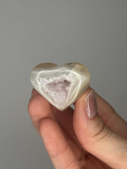 Druzy Agate Mini Hearts - YOU PICK! | Natural Sparkling Agate Crystal Carving | Small Polished Heart Display Stone for Collectors & Decor