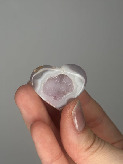 Druzy Agate Mini Hearts - YOU PICK! | Natural Sparkling Agate Crystal Carving | Small Polished Heart Display Stone for Collectors & Decor