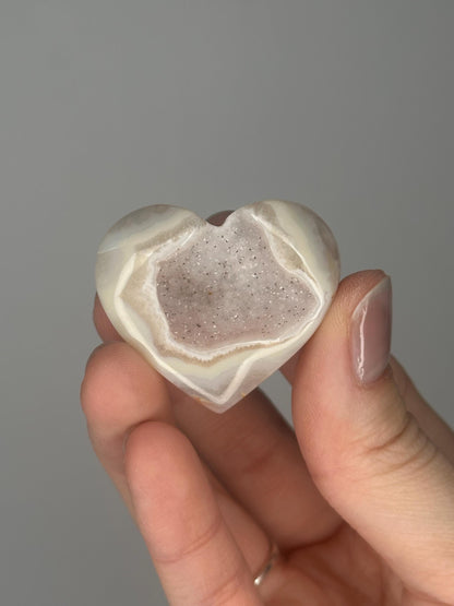 Druzy Agate Mini Hearts - YOU PICK! | Natural Sparkling Agate Crystal Carving | Small Polished Heart Display Stone for Collectors & Decor