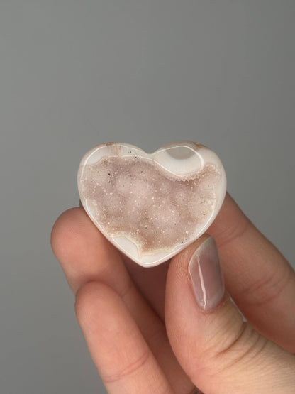 Druzy Agate Mini Hearts - YOU PICK! | Natural Sparkling Agate Crystal Carving | Small Polished Heart Display Stone for Collectors & Decor