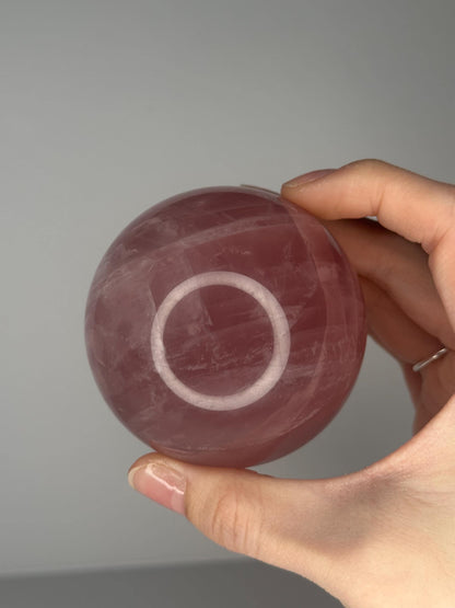 Rose Quartz Sphere – Polished Pink Crystal Orb of Love, Gentle Heart Chakra Stone, Decor, Meditation, or Gift Display