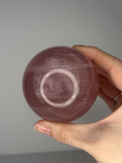Rose Quartz Sphere – Polished Pink Crystal Orb of Love, Gentle Heart Chakra Stone, Decor, Meditation, or Gift Display