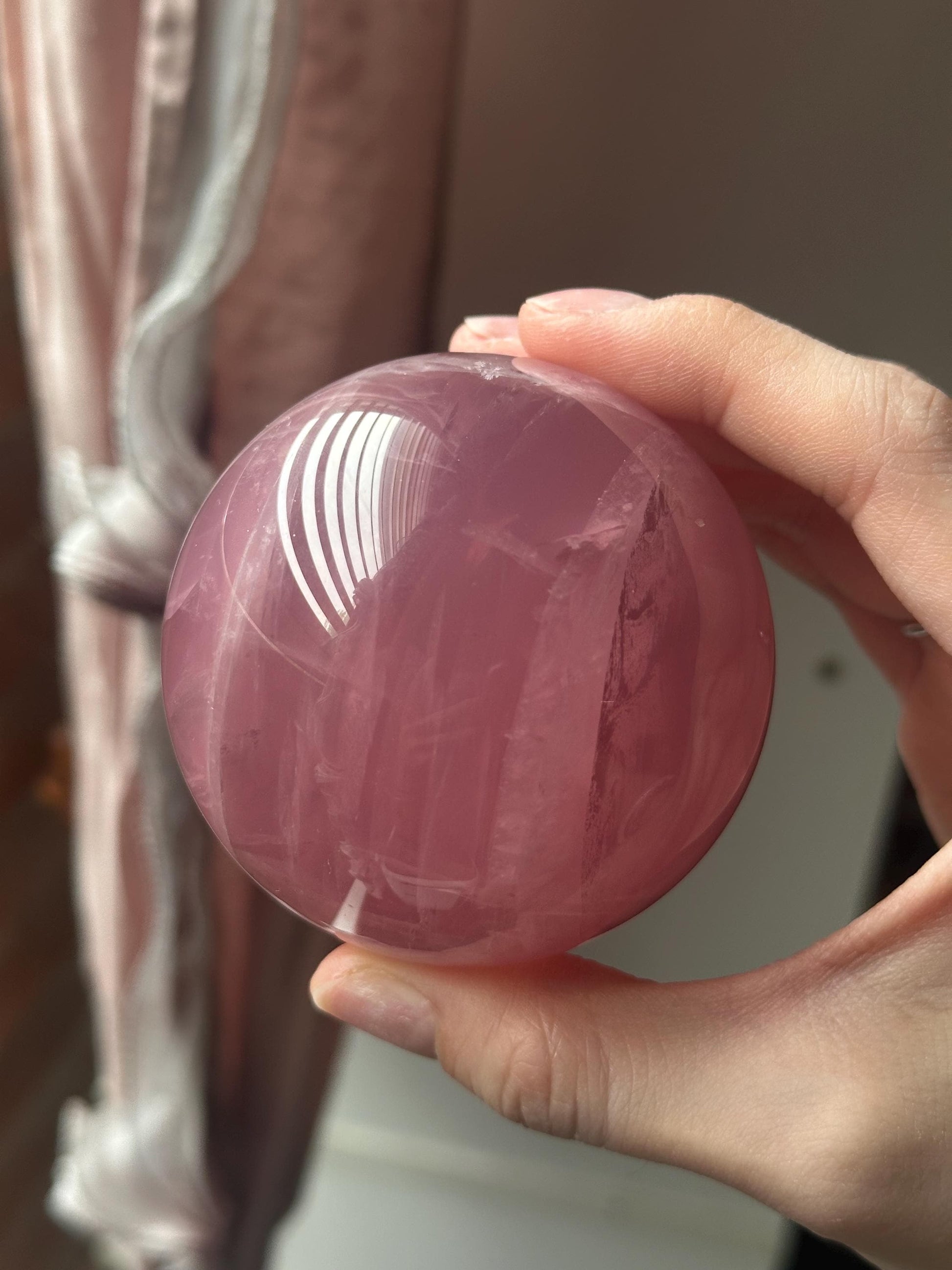 Rose Quartz Sphere – Polished Pink Crystal Orb of Love, Gentle Heart Chakra Stone, Decor, Meditation, or Gift Display