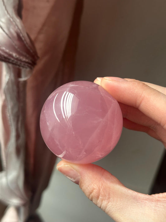 Rose Quartz Sphere – Polished Pink Crystal Orb of Love, Gentle Heart Chakra Stone, Decor, Meditation, or Gift Display