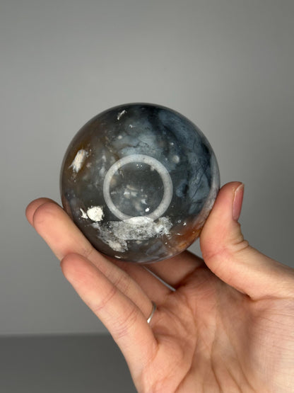 Pink & Blue Petrified Wood Sphere | Natural Fossil Wood Crystal Ball | Polished Earthy Mineral Display Stone Collectors and Decor