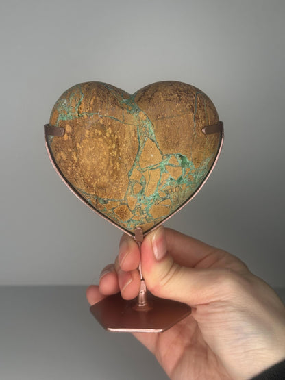 Green Smithsonite Heart on Stand | Natural Smithsonite Crystal Heart Carving | Polished Mineral Display Piece for Collectors & Decor