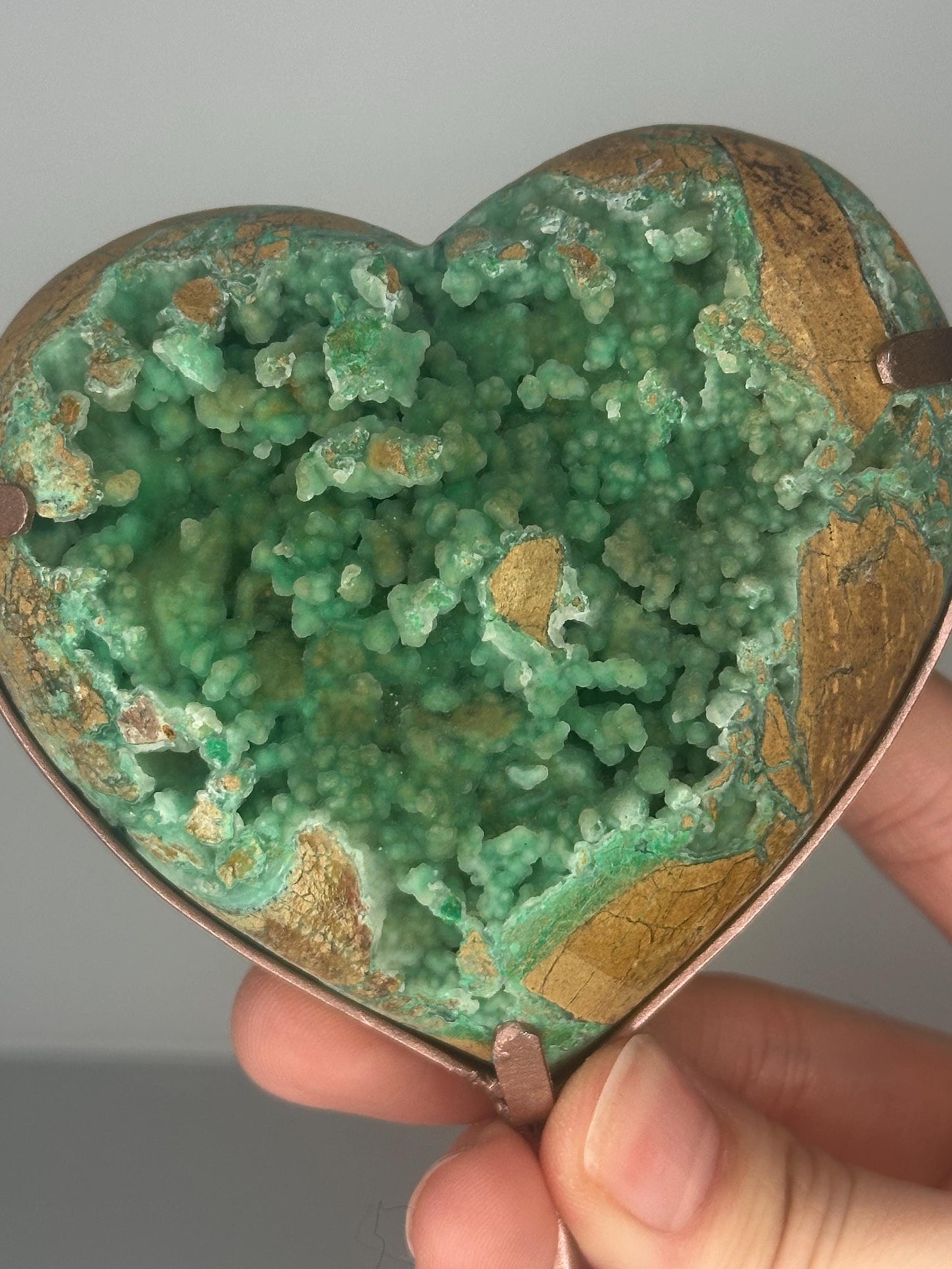 Green Smithsonite Heart on Stand | Natural Smithsonite Crystal Heart Carving | Polished Mineral Display Piece for Collectors & Decor