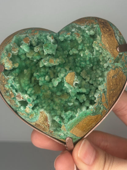 Green Smithsonite Heart on Stand | Natural Smithsonite Crystal Heart Carving | Polished Mineral Display Piece for Collectors & Decor