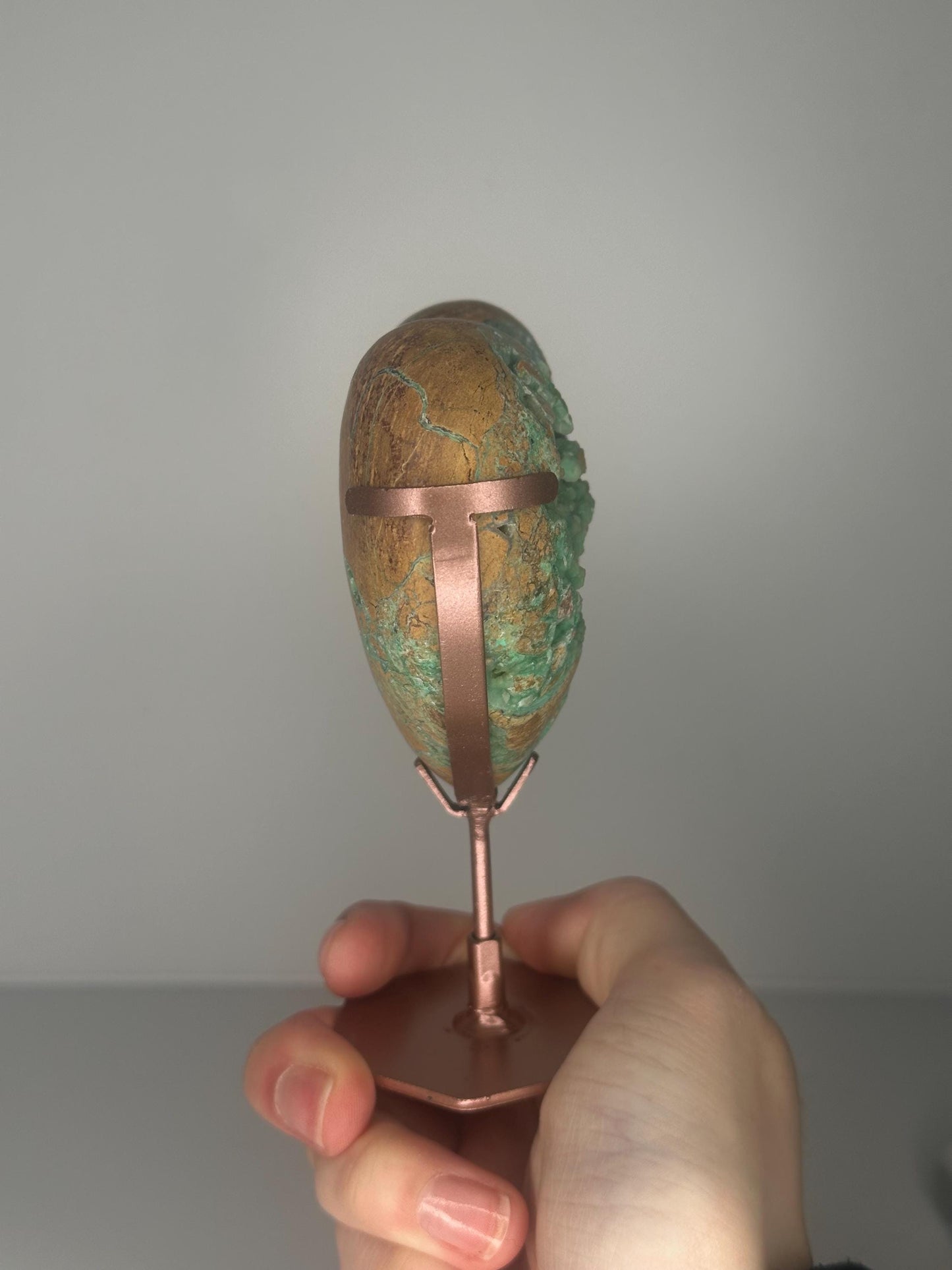 Green Smithsonite Heart on Stand | Natural Smithsonite Crystal Heart Carving | Polished Mineral Display Piece for Collectors & Decor