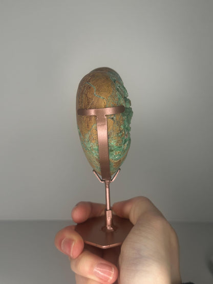Green Smithsonite Heart on Stand | Natural Smithsonite Crystal Heart Carving | Polished Mineral Display Piece for Collectors & Decor