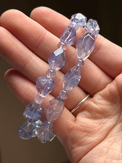 Lavender Moon Quartz Bracelet 11mm | Faceted Purple Quartz Beaded Bracelet | Polished Gemstone Jewelry for Collectors & Everyday Wear