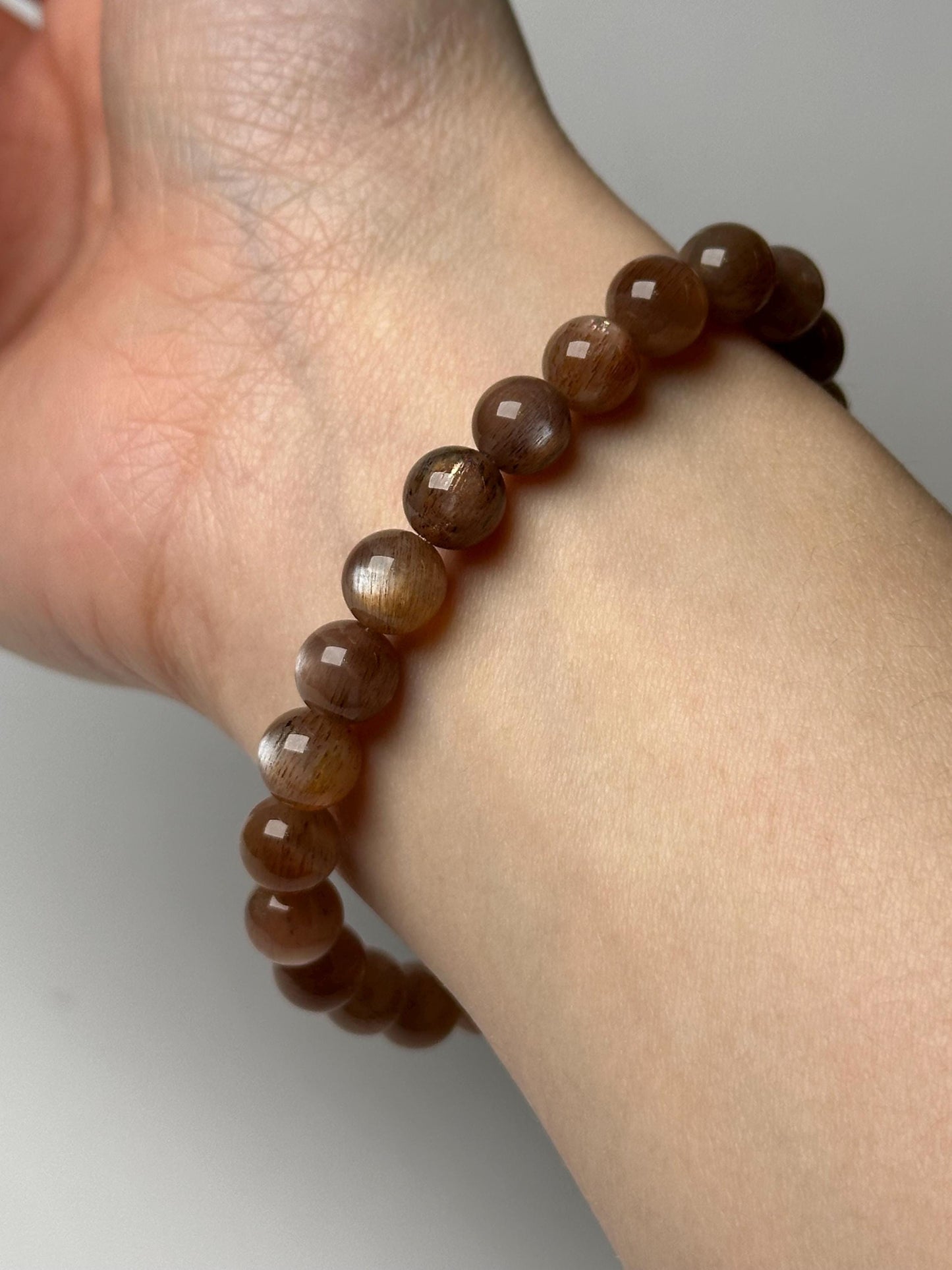 Black Sunstone Moonstone Bracelet 8mm | Natural Black Feldspar Beaded Bracelet | Flashy Gemstone Jewelry for Collectors & Everyday Wear