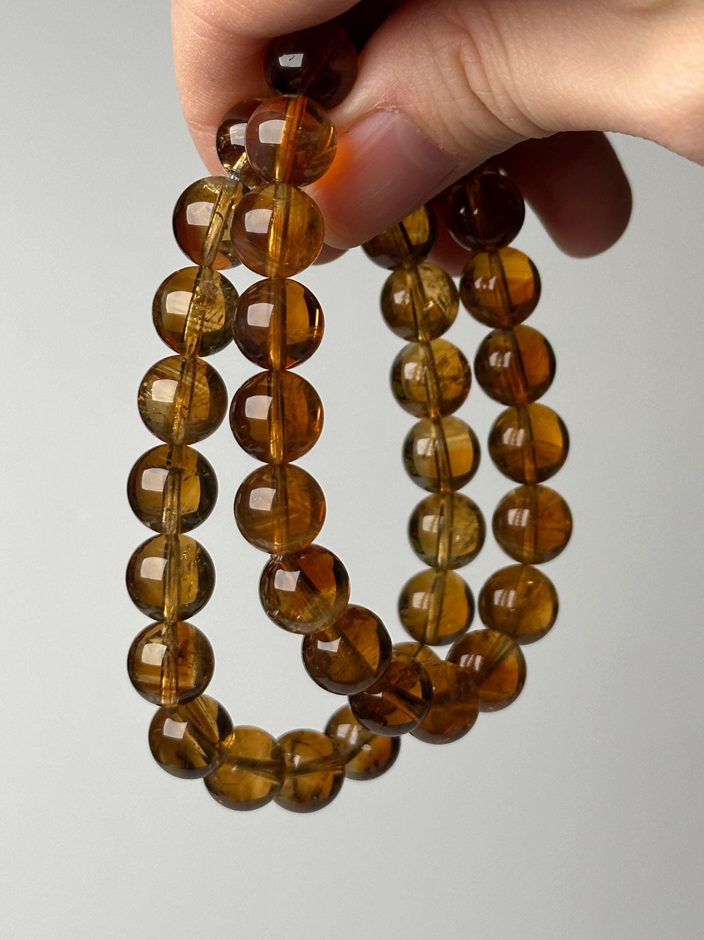 Whiskey Citrine Bracelet 9.7mm | Natural Golden Citrine Beaded Bracelet | Warm Yellow Gemstone Jewelry for Everyday Wear & Collectors