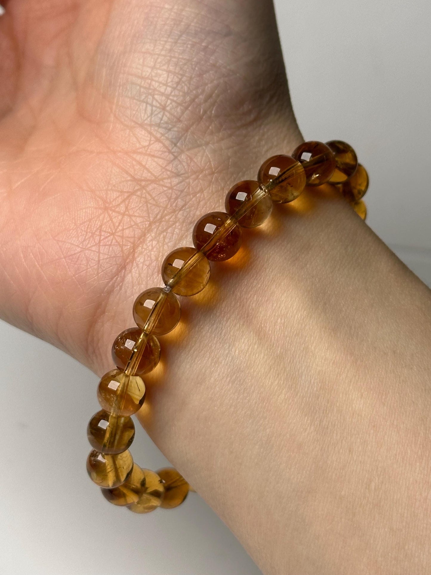 Whiskey Citrine Bracelet 8mm | Natural Golden Citrine Beaded Bracelet | Warm Yellow Gemstone Jewelry for Everyday Wear & Collectors