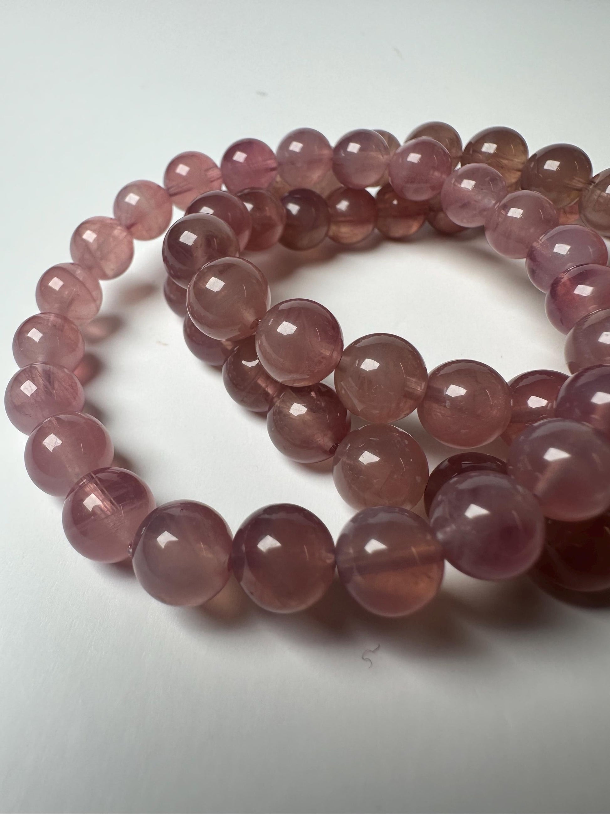 Lavender Rose Quartz Bracelet 8.5mm | Natural Pink Purple Quartz Beaded Bracelet | Polished Gemstone Jewelry for Everyday Wear & Collectors