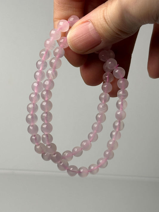 Mangano Calcite Bead Bracelet 6mm | Natural Pink Calcite Crystal Jewelry | Soft Love & Self-Compassion Bracelet Gift for Collectors