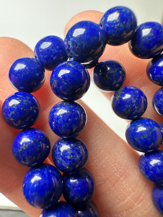 Lapis Lazuli Bead Bracelet 7mm | Natural Blue Gemstone Jewelry | Wisdom Truth Confidence Crystal Bracelet Gift for Collectors