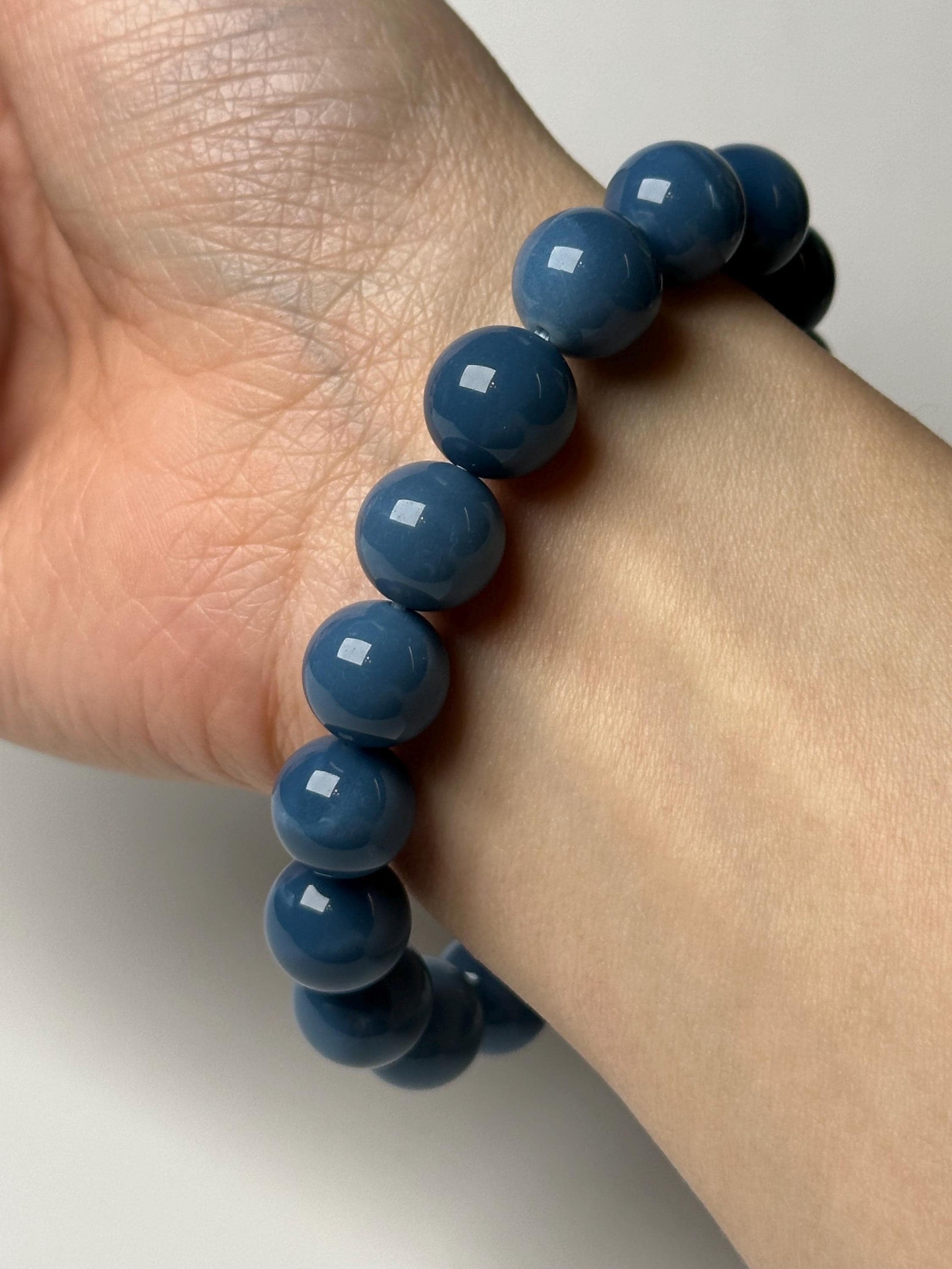 Owyhee Blue Opal Bead Bracelet 11mm | Natural Oregon Opal Jewelry | Soft Blue Crystal Bracelet Gift for Collectors & Everyday Wear