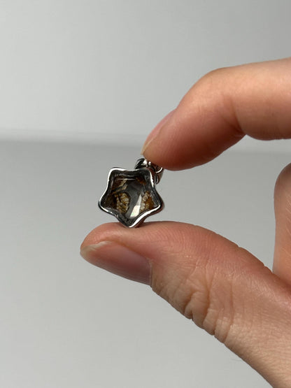 Pallasite Meteorite Star Pendant | Genuine Cosmic Gemstone Jewelry | Rare Space Crystal Necklace Gift for Collectors