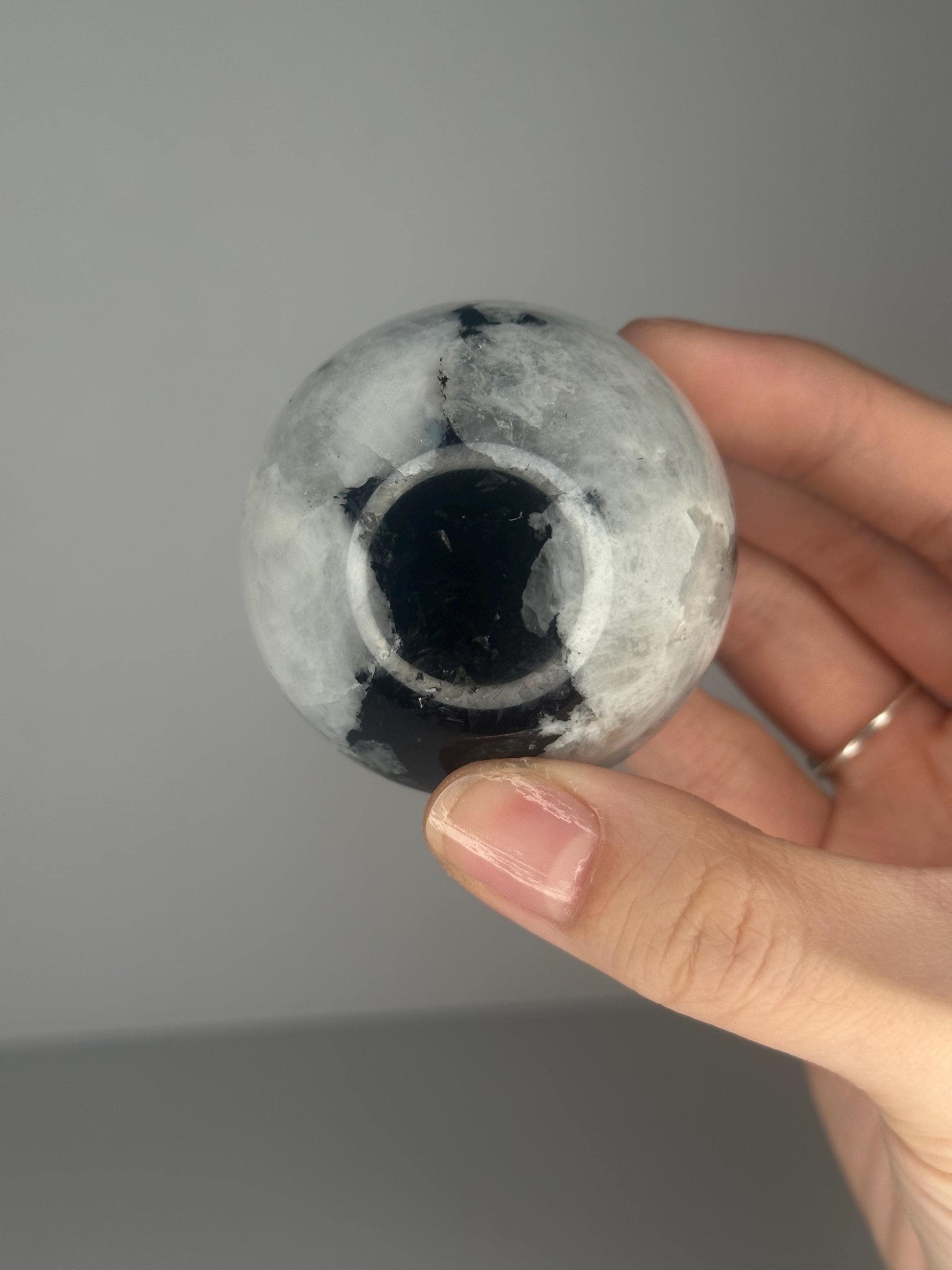 Moonstone Sphere | Natural Moonstone Crystal Ball | Flashing Feldspar Stone Orb for Home Decor Display Aesthetic Accent Piece