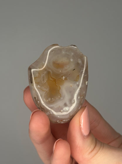Enhydro Agate Crystal | Natural Water Bubble Agate Specimen | Unique Banded Chalcedony Mineral Gift for Collectors & Decor