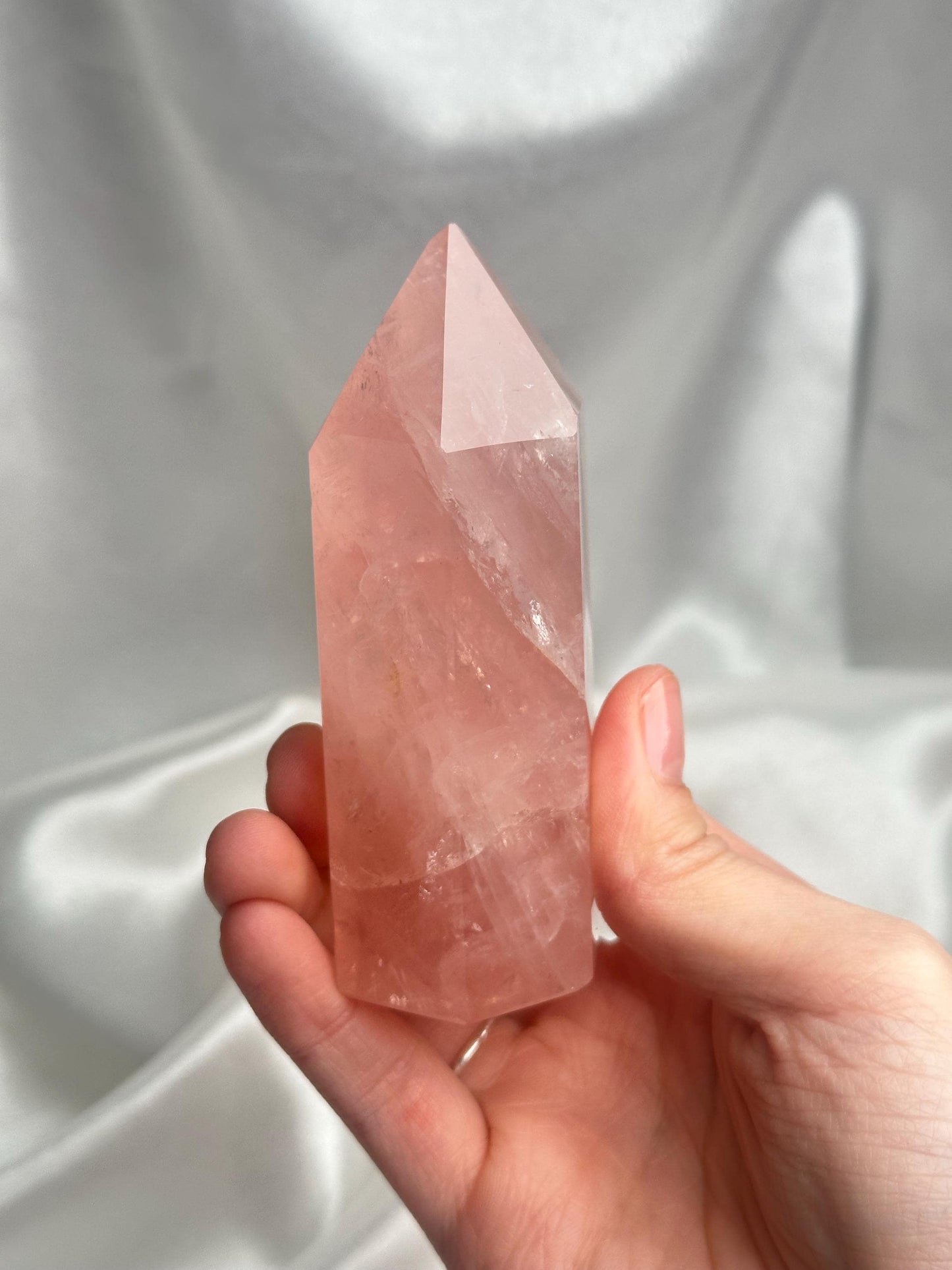 Watermelon Pink Rose Quartz Tower from Brazil w/ Pyrite | Natural Pink Quartz Crystal Point | Unique Gemstone Decor Gift for Collectors