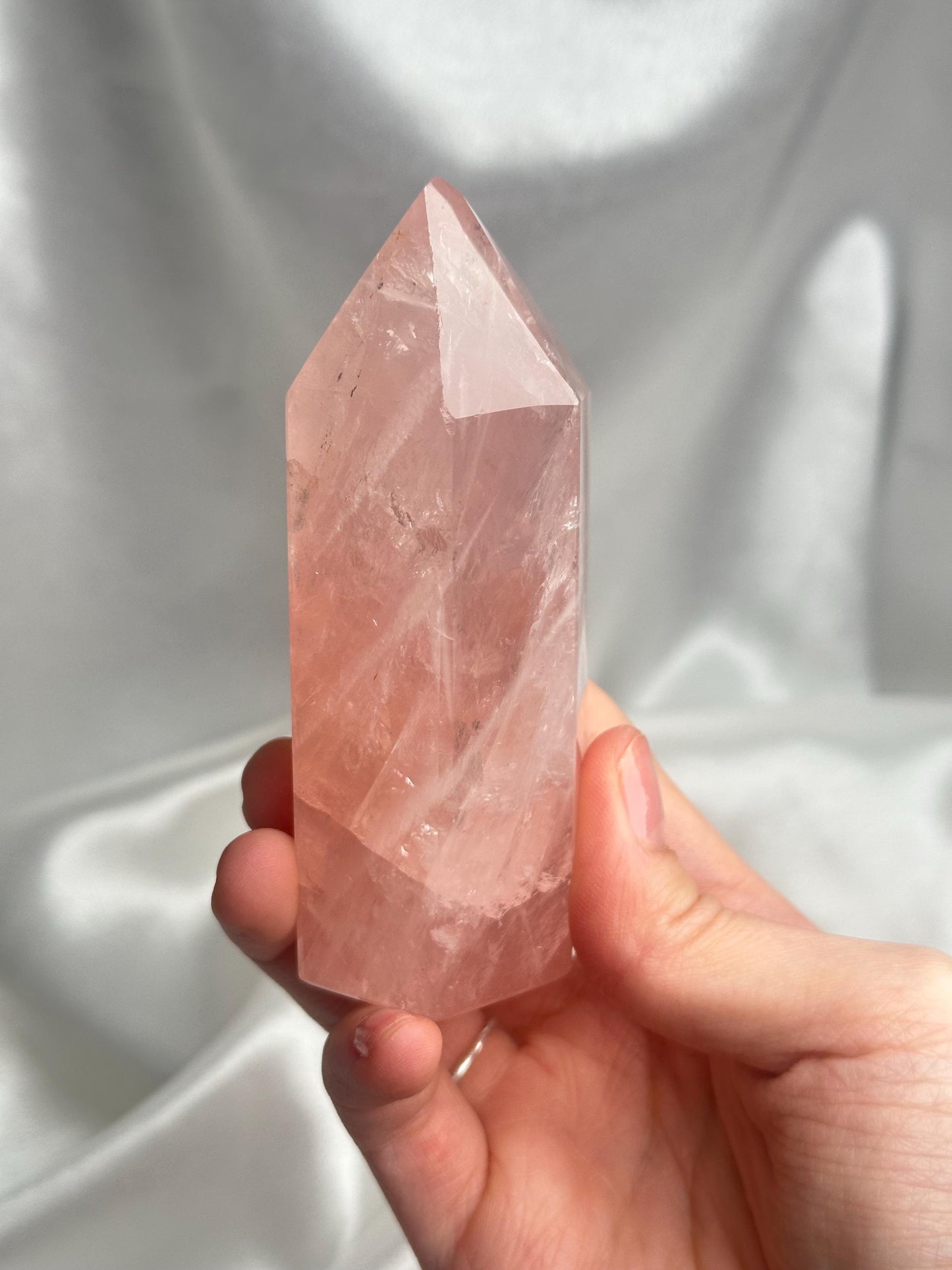 Watermelon Pink Rose Quartz Tower from Brazil w/ Pyrite | Natural Pink Quartz Crystal Point | Unique Gemstone Decor Gift for Collectors