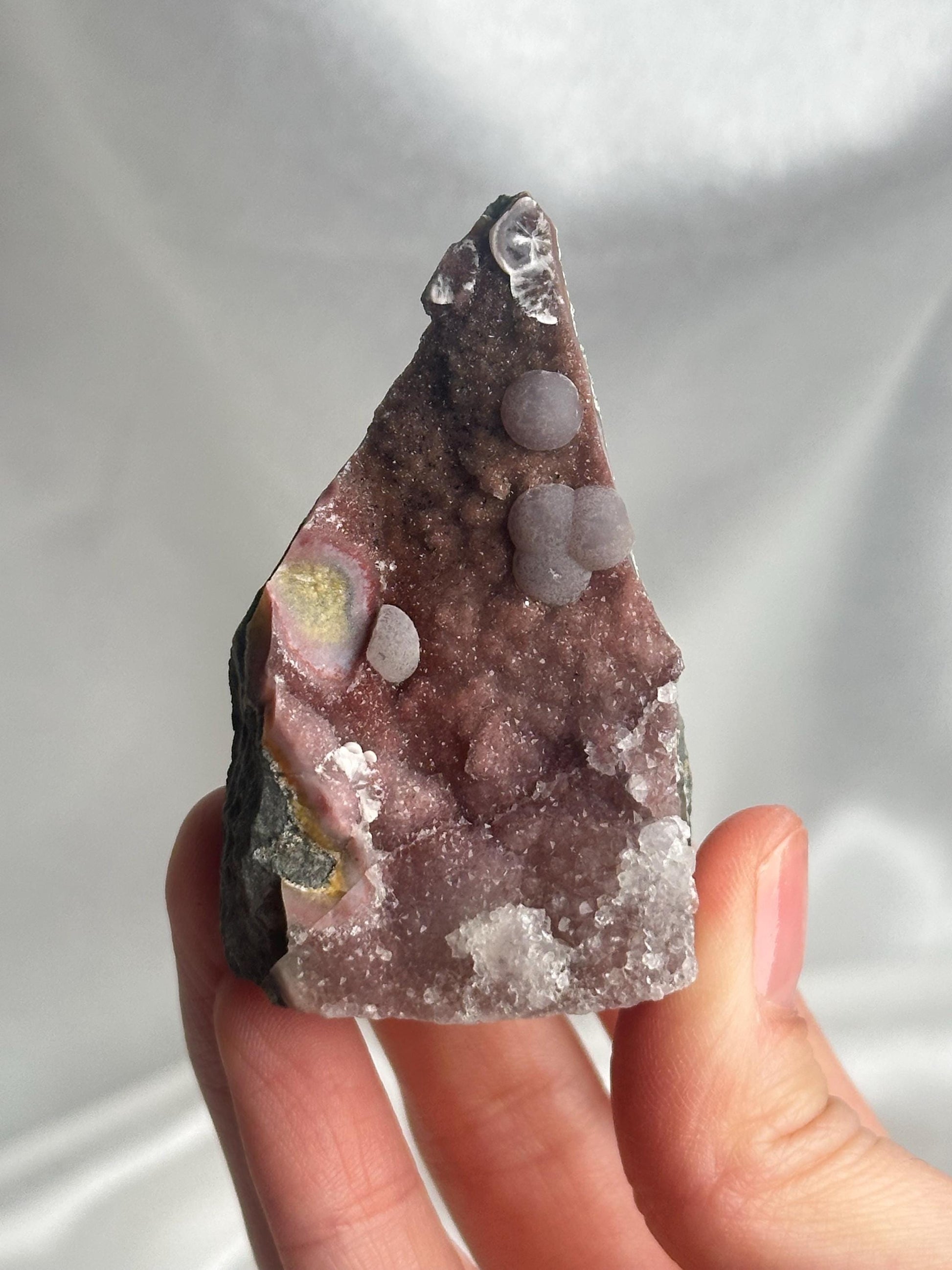 Pink Amethyst Druzy with Botryoidal Fluorite Growth | Natural Sparkling Crystal Tower | Unique Purple Mineral Decor Gift for Collectors