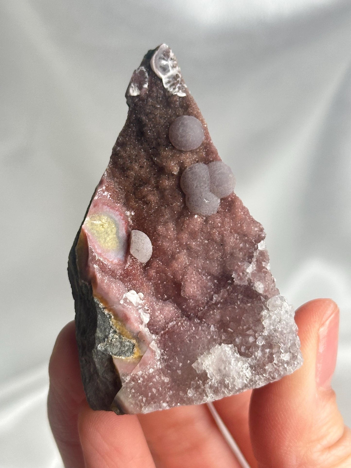 Pink Amethyst Druzy with Botryoidal Fluorite Growth | Natural Sparkling Crystal Tower | Unique Purple Mineral Decor Gift for Collectors