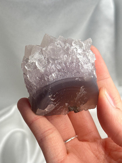 Amethyst with White Sugar Druzy | Natural Sparkling Quartz Crystal Specimen | Frosted Druzy Mineral Decor Gift for Collectors