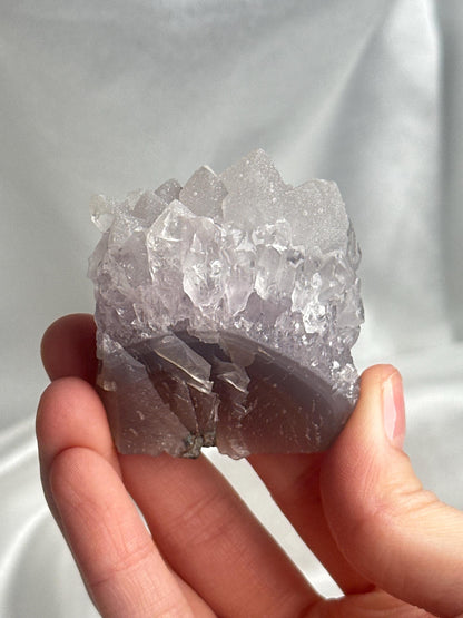Amethyst with White Sugar Druzy | Natural Sparkling Quartz Crystal Specimen | Frosted Druzy Mineral Decor Gift for Collectors