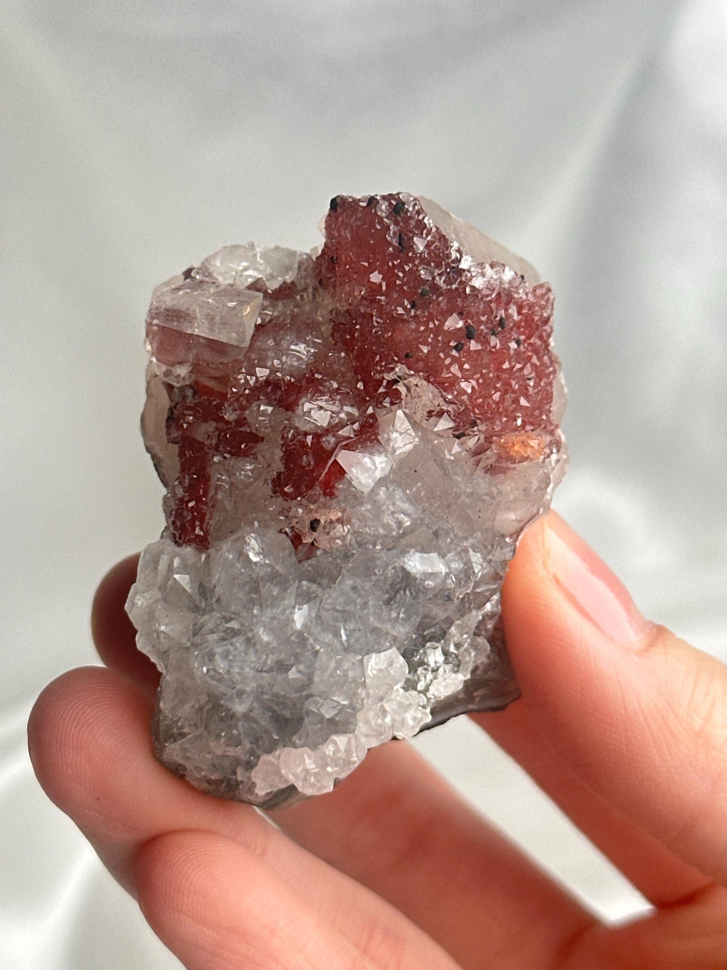 Amethyst with Red Druzy & Calcite | Natural Purple Quartz Crystal Specimen | Sparkling Mineral Decor Gift for Collectors and Display