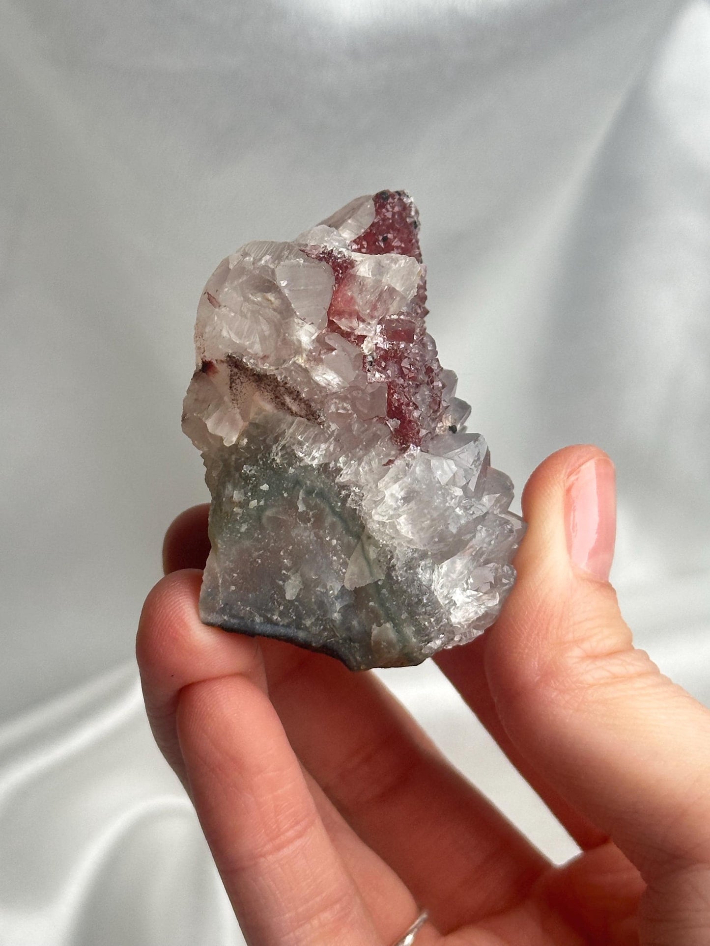 Amethyst with Red Druzy & Calcite | Natural Purple Quartz Crystal Specimen | Sparkling Mineral Decor Gift for Collectors and Display