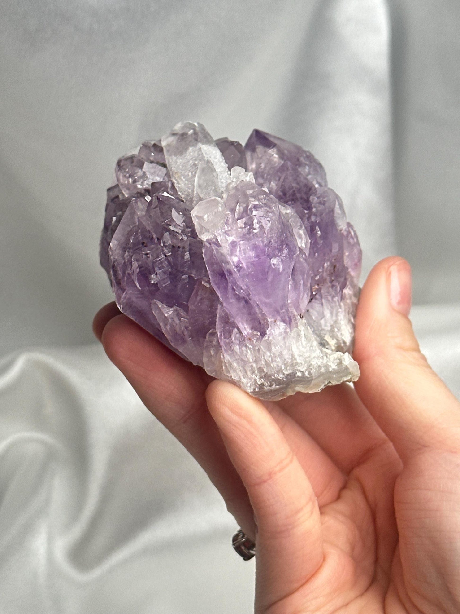 Amethyst with Druzy Quartz Point | Natural Purple Quartz Crystal Specimen | Sparkling Druzy Formation Decor Gift for Collectors