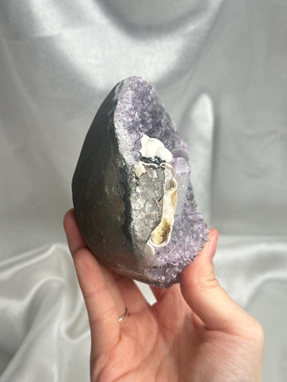 Amethyst with Quartz Phantom Point & Cristobalite | Natural Quartz Crystal Specimen | Unique Included Mineral Decor Gift for Collectors