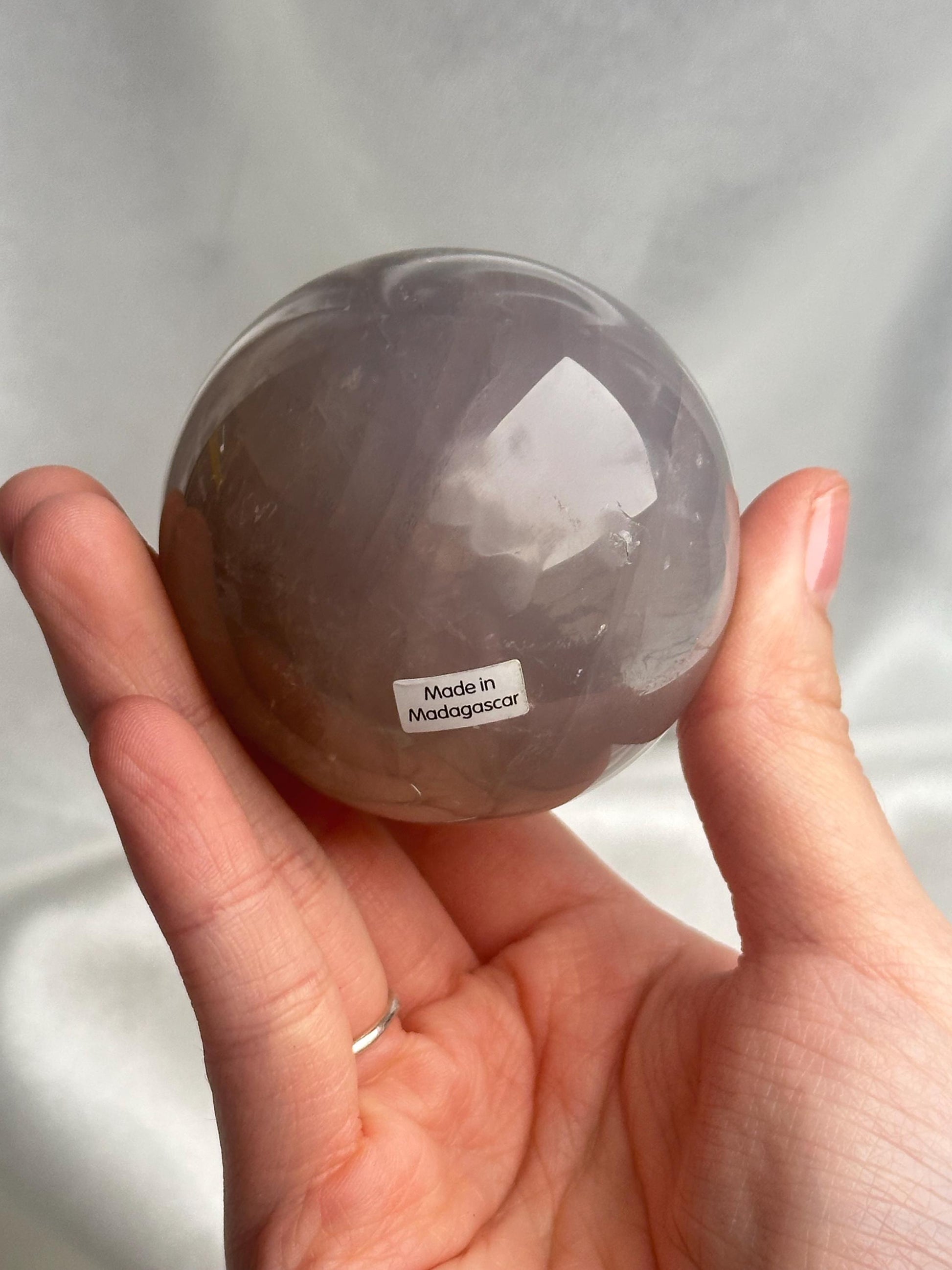 Blue Rose Quartz Sphere | Natural Quartz Crystal Orb | Smooth Stone Ball Mineral Specimen | Collector Display Decorative Accent