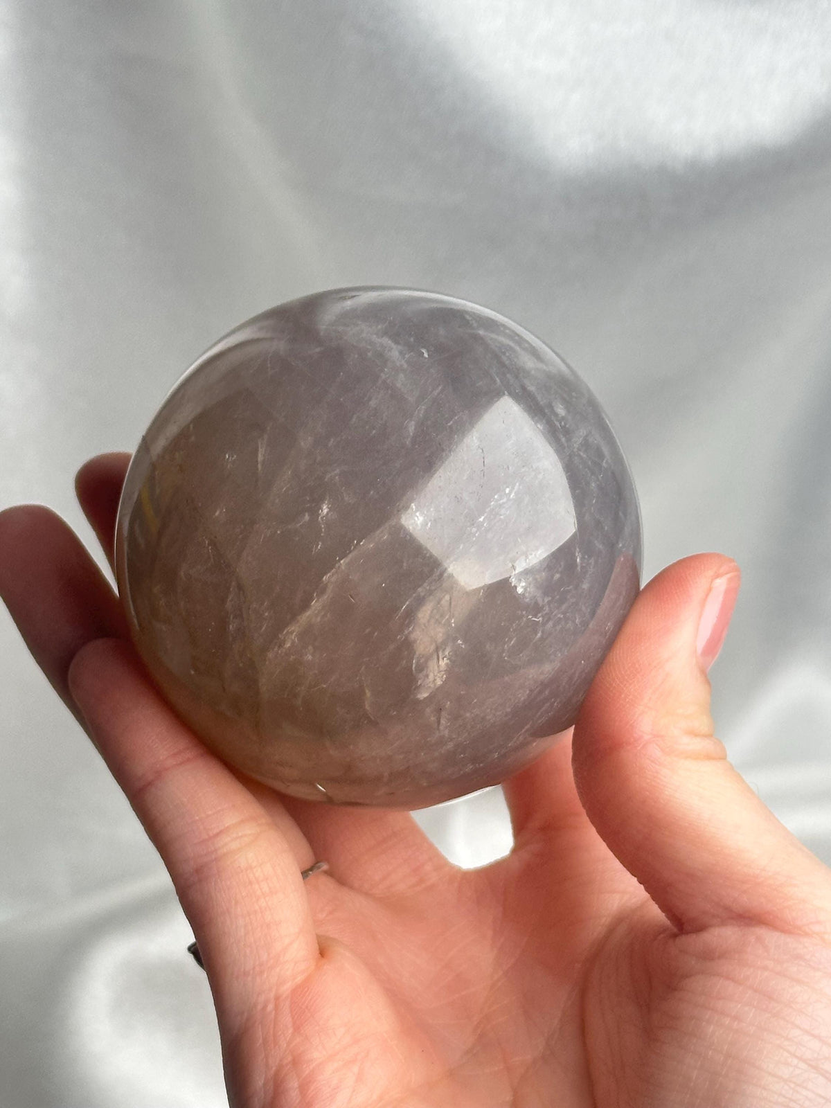 Blue Rose Quartz Sphere | Natural Quartz Crystal Orb | Smooth Stone Ball Mineral Specimen | Collector Display Decorative Accent