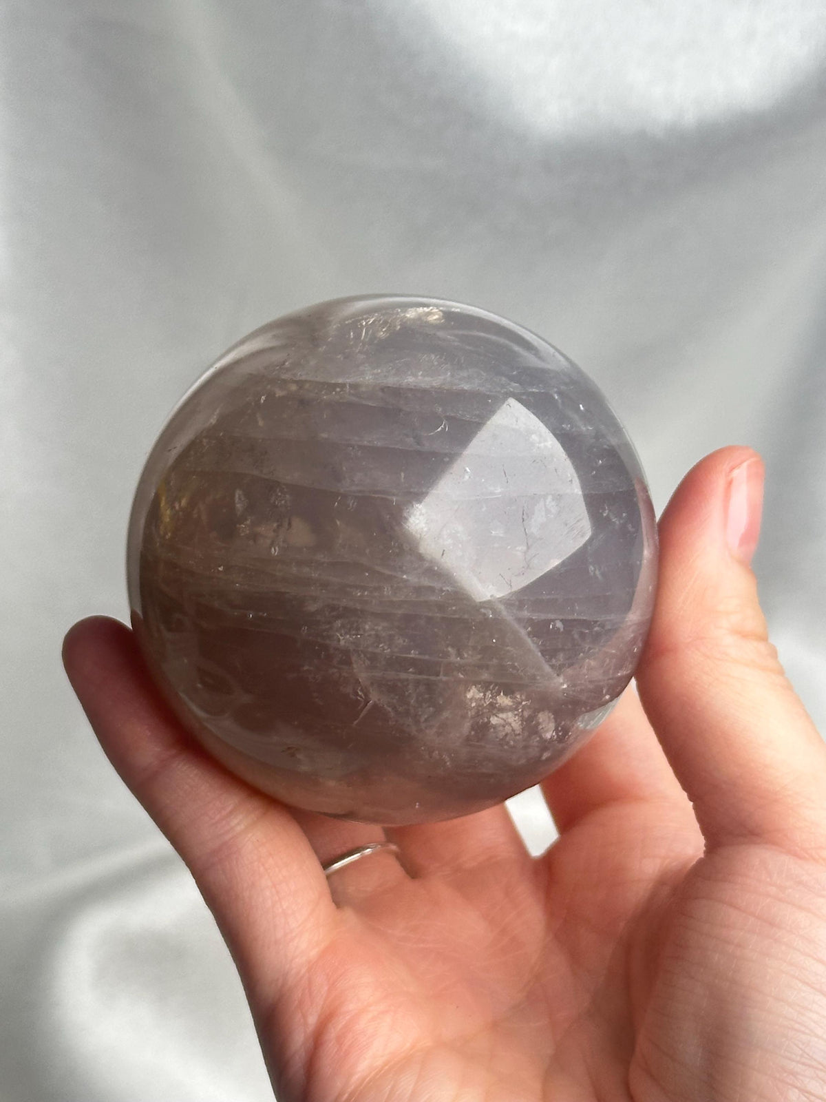Blue Rose Quartz Sphere | Natural Quartz Crystal Orb | Smooth Stone Ball Mineral Specimen | Collector Display Decorative Accent
