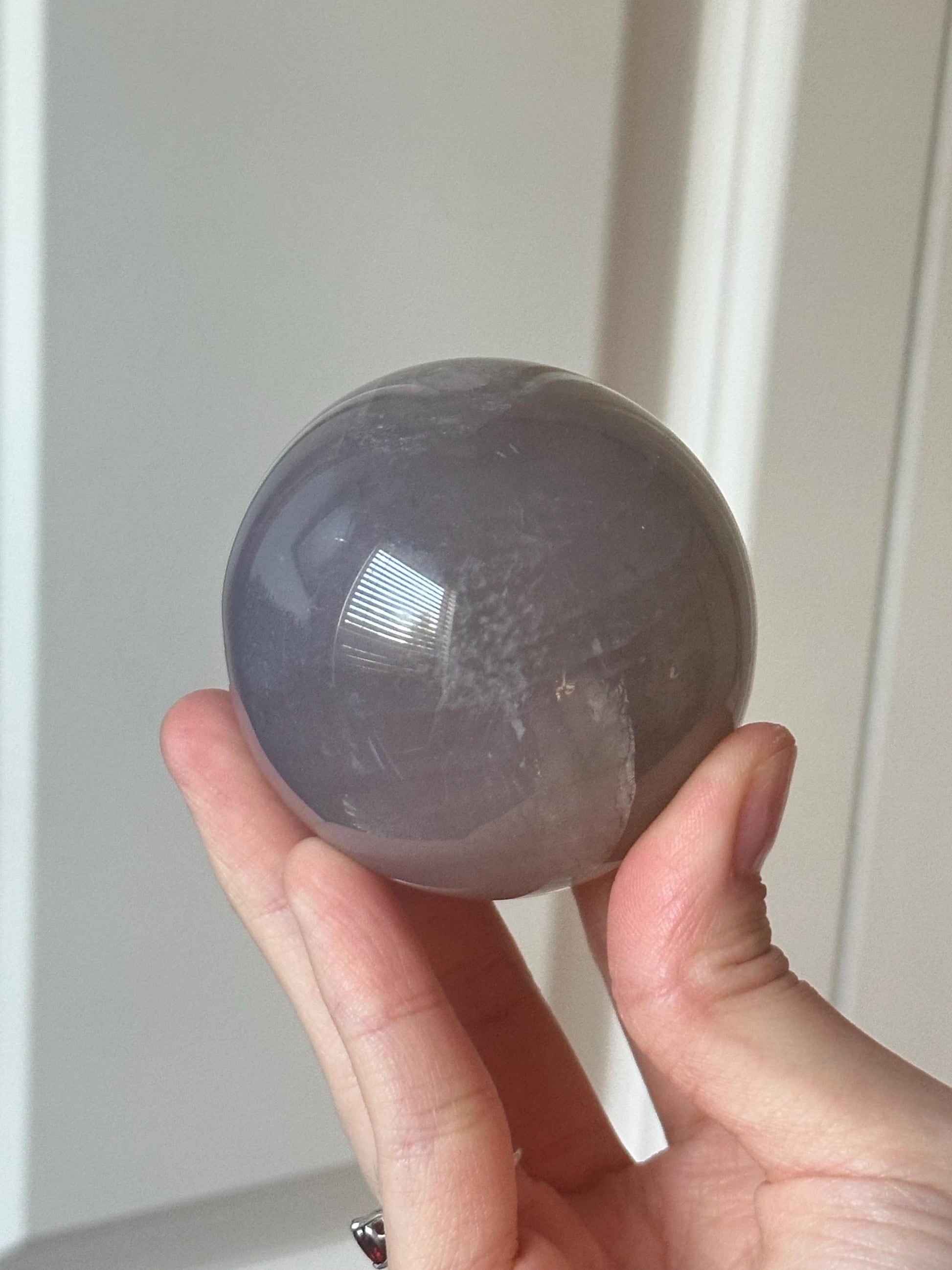 Blue Rose Quartz Sphere | Natural Quartz Crystal Orb | Smooth Stone Ball Mineral Specimen | Collector Display Decorative Accent