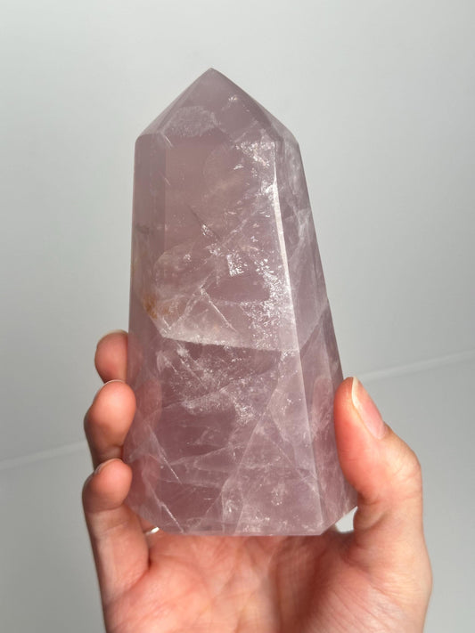 Mauve Rose Quartz Tower | Natural Pink Crystal Point | Polished Standing Rose Quartz for Decor, Energy Work & Crystal Collectors