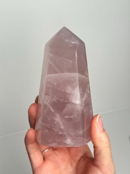 Mauve Rose Quartz Tower | Natural Pink Crystal Point | Polished Standing Rose Quartz for Decor, Energy Work & Crystal Collectors