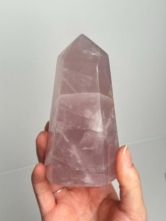 Mauve Rose Quartz Tower | Natural Pink Crystal Point | Polished Standing Rose Quartz for Decor, Energy Work & Crystal Collectors